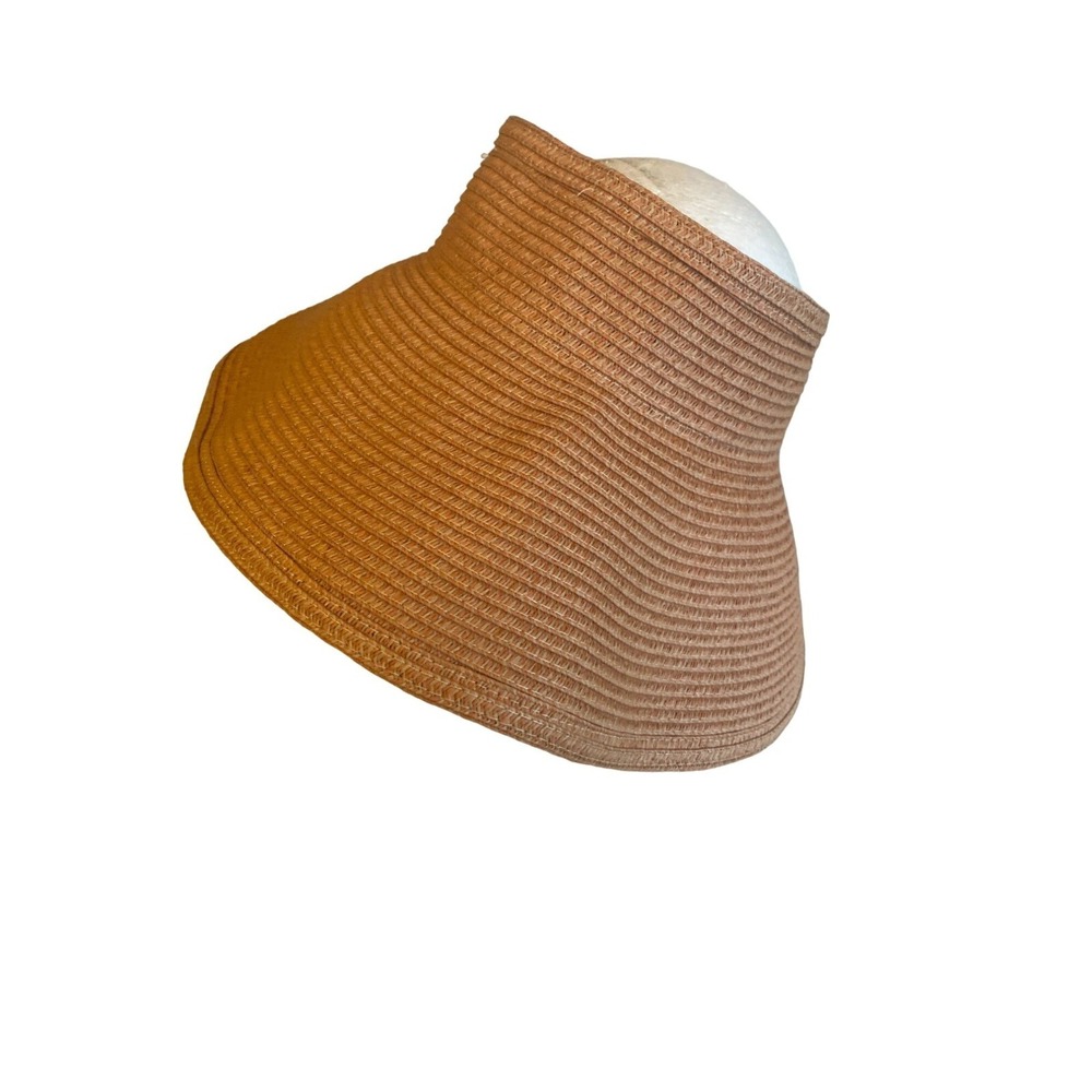 Jessica Simpson Orange Open Top Woven Sun Hat One Size Adjustable
